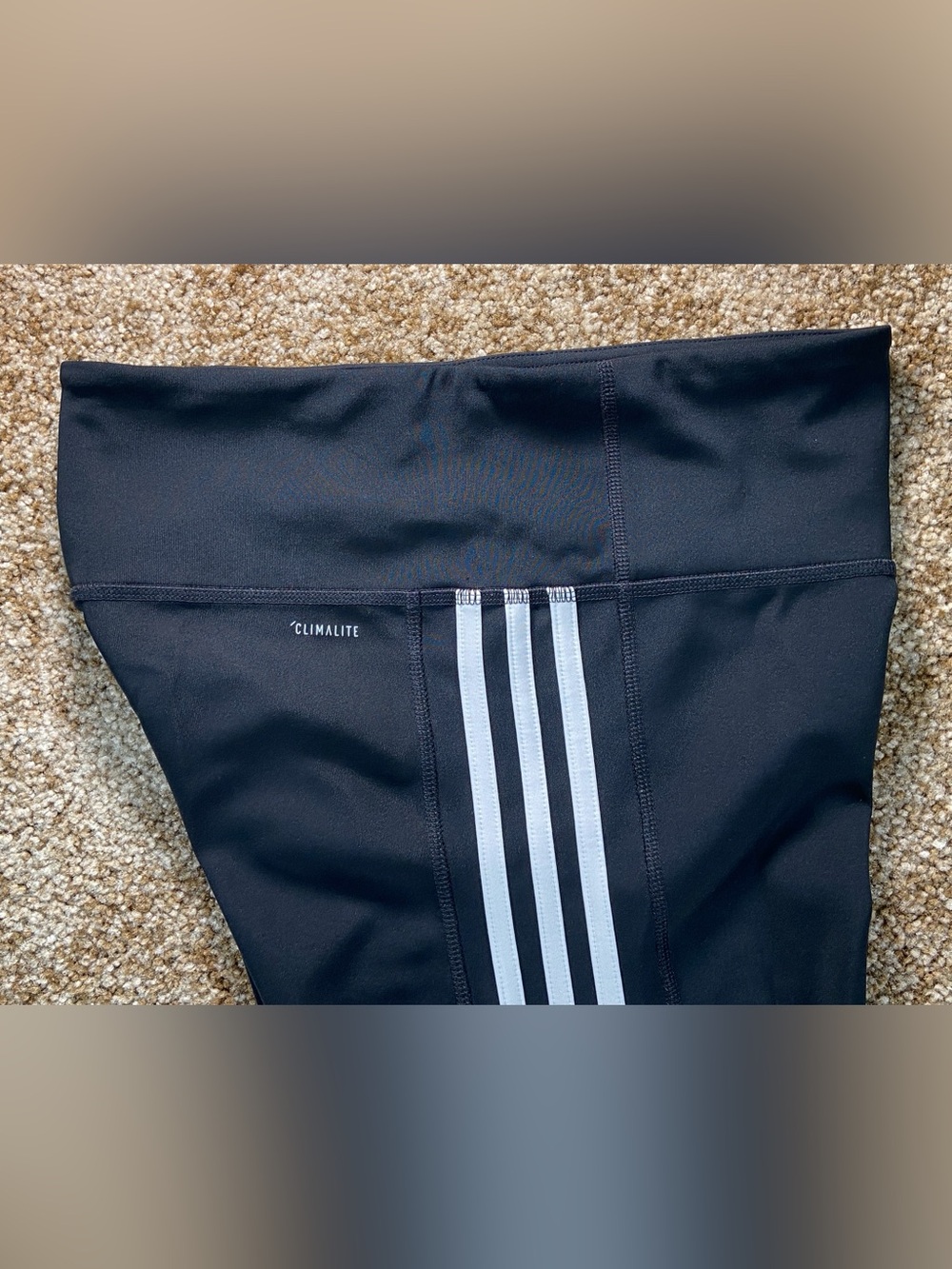 Adidas Climalite Black 3-Stripe High Rise Leggings Women’s Small Activewear - Picture 8 of 13